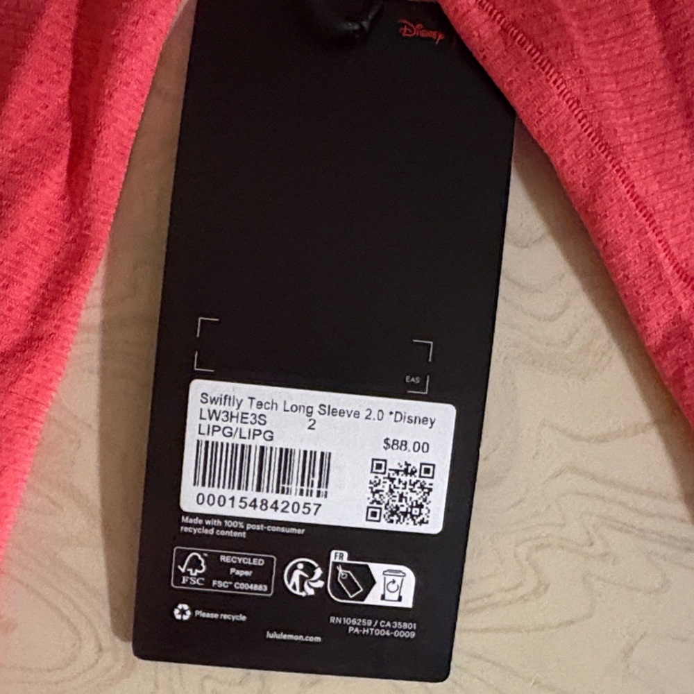 Lululemon Red Long Sleeve Top with Logo - Picture 2 of 4